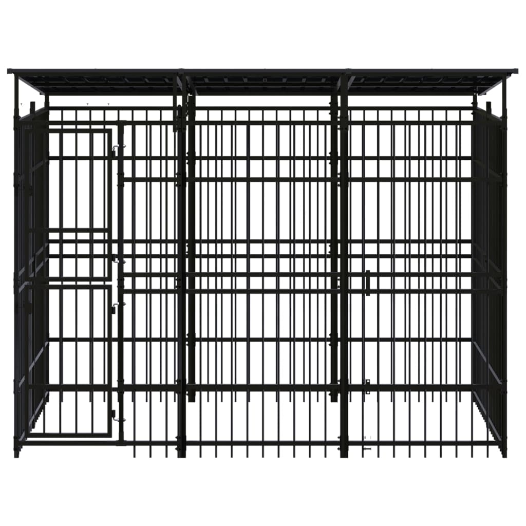 Vidaxl Chien Kennel avec toit de 5,53 m² en acier