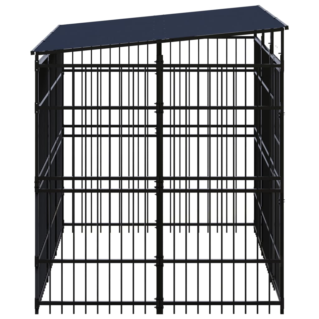 Vidaxl Chien Kennel avec toit de 5,53 m² en acier
