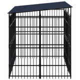 Vidaxl Chien Kennel avec toit de 5,53 m² en acier