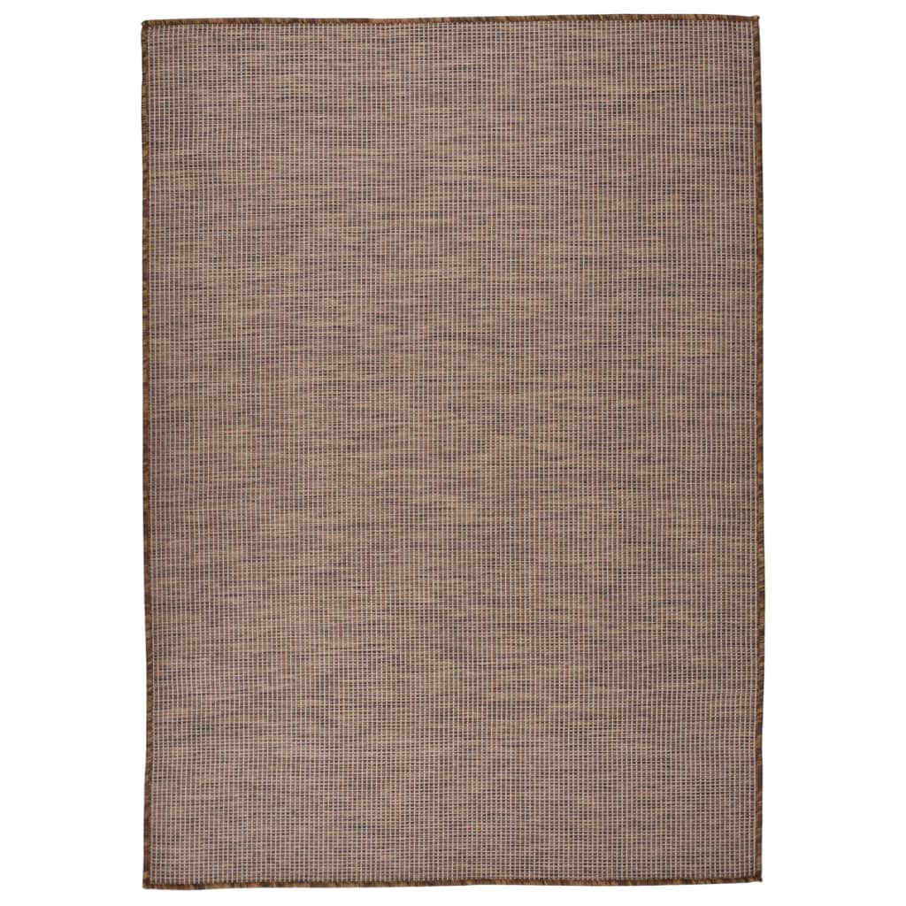 Vidaxl zunanja preproga ploščata tkana 140x200 cm rjava