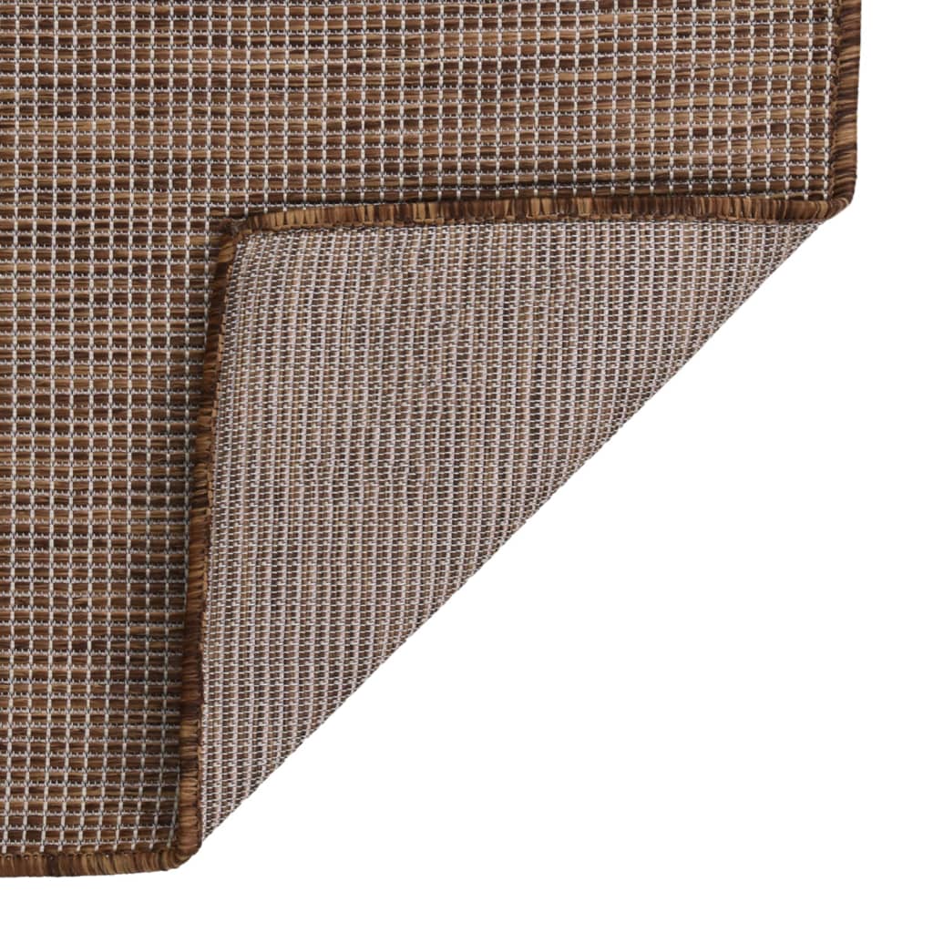 Vidaxl zunanja preproga ploščata tkana 140x200 cm rjava