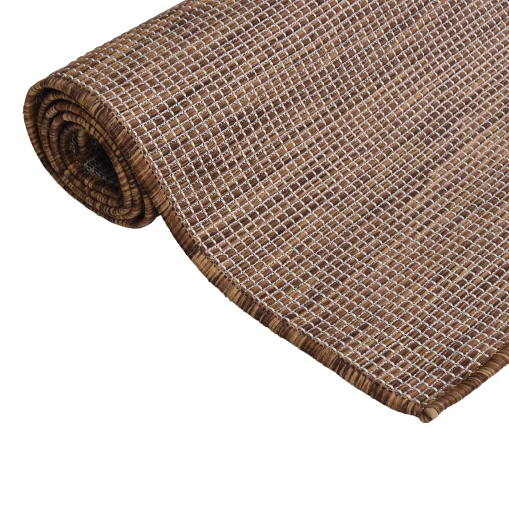 Vidaxl zunanja preproga ploščata tkana 140x200 cm rjava