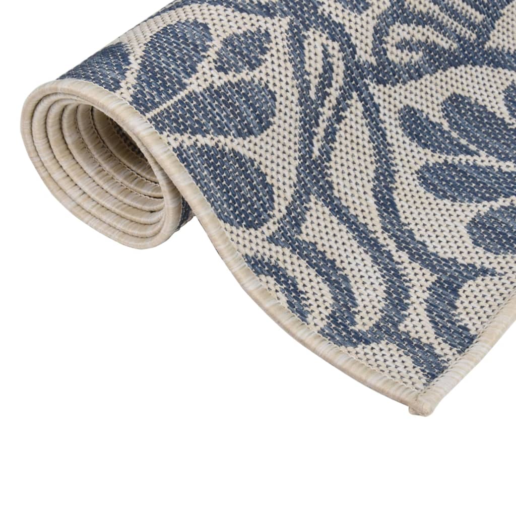 Vidaxl ausserhalb Teppech mat Muster flaach -woven 80x150 cm blo
