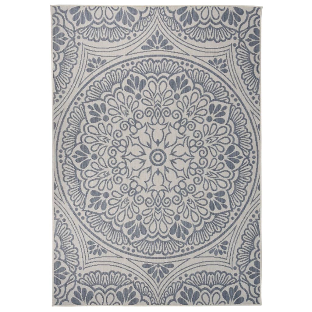 Vidaxl Außen Teppich mit Muster flach -160 x 230 cm blau