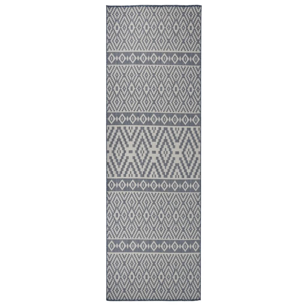 Vidaxl ausserhalb Teppech mat Muster flaach -woven 80x250 cm blo