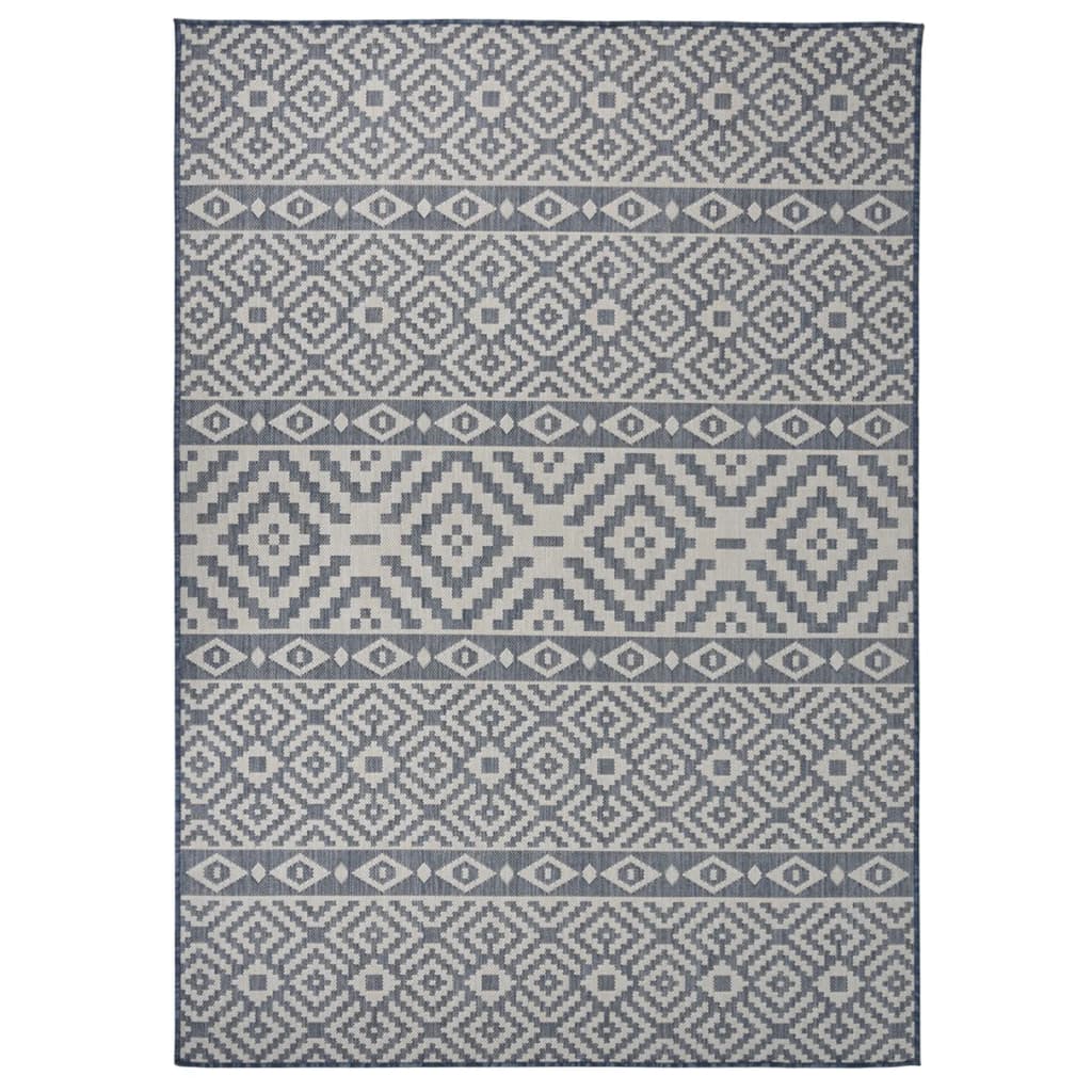 Vidaxl patterned flat-woven outdoor rug 120x170 cm blue