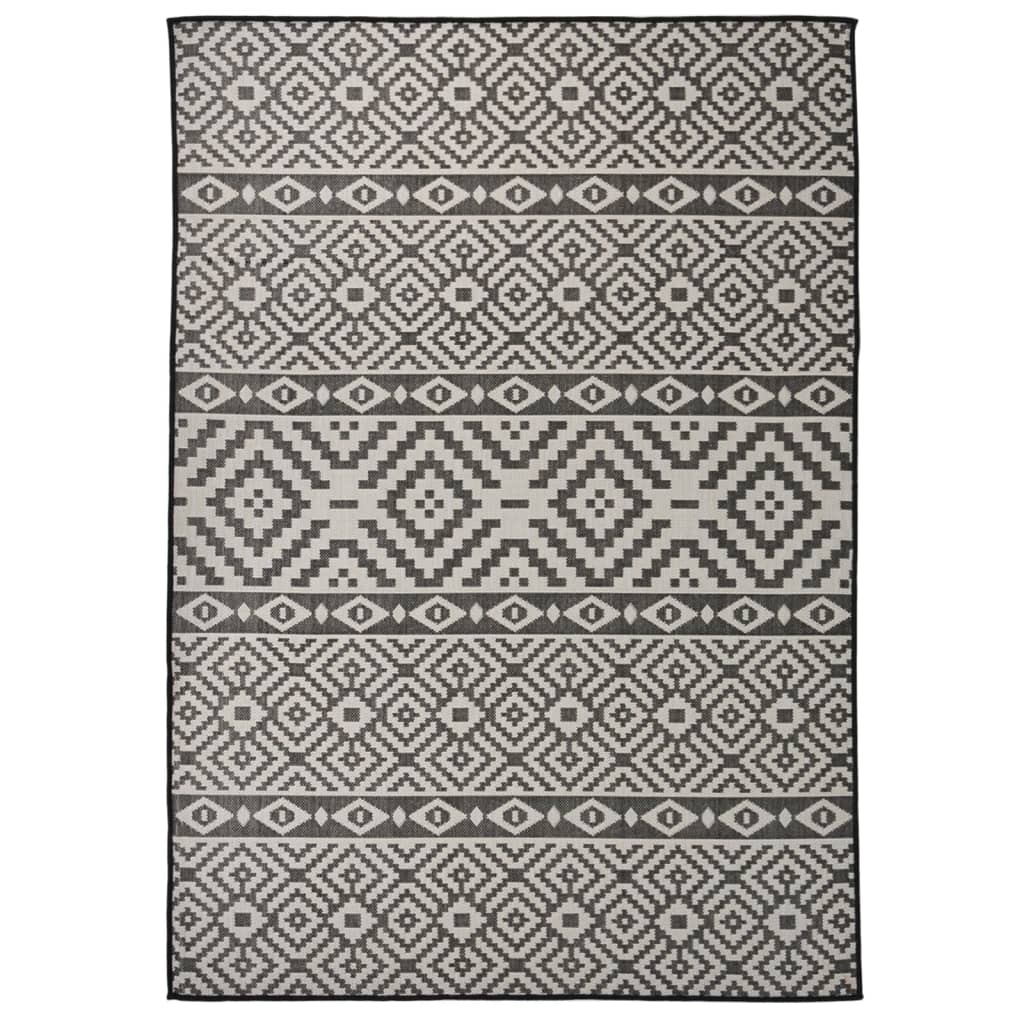 Vidaxl outside rug with pattern flat woven 140x200 cm black