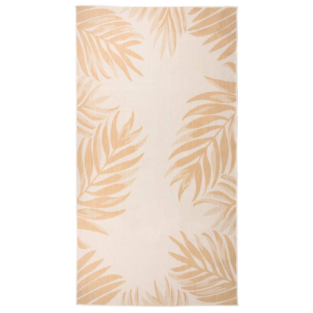 Vidaxl ausserhalb vun Teppech mat Blatmuster flaach gewéckt 80x150 cm