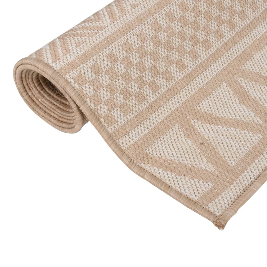 Vidaxl zunanja preproga z vzorcem, tkano 100x200 cm rjava