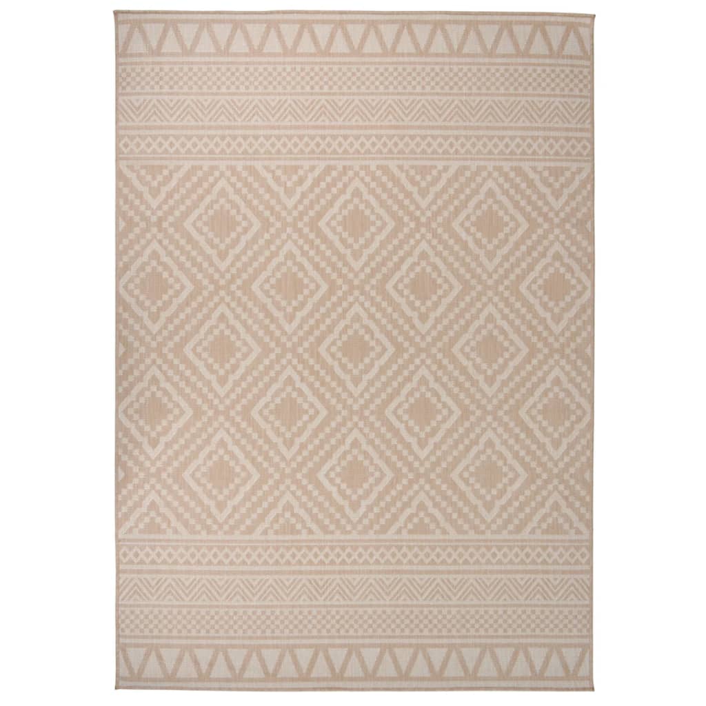 Vidaxl na zewnątrz dywan z wzorem płaski tkanin 140x200 cm brązowy
