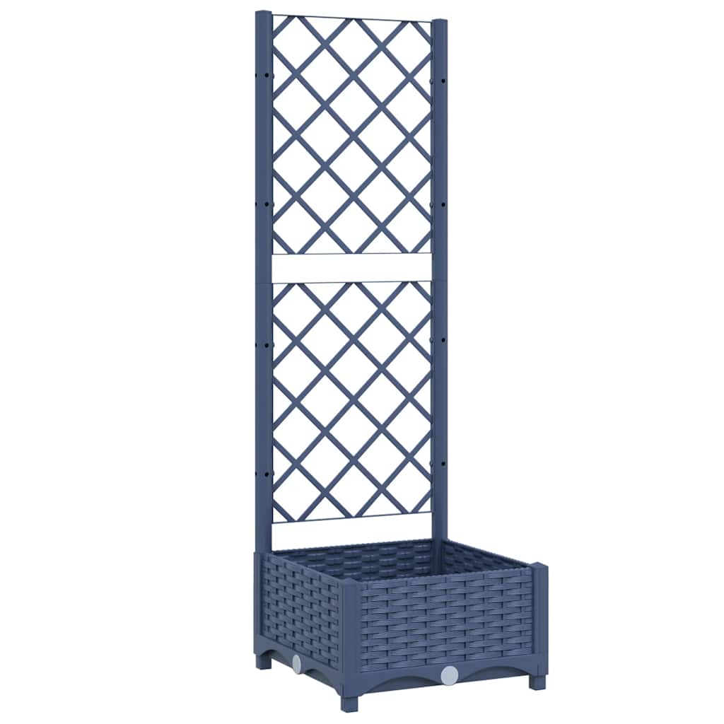 Vidaxl plantenbak met latwerk 40x40x121,5 cm polypropeen blauwgrijs