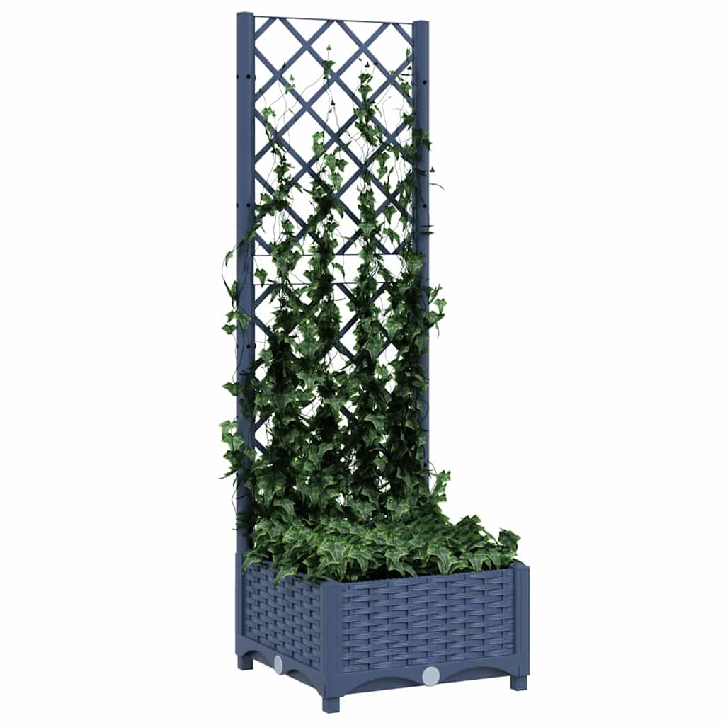 Vidaxl plantenbak met latwerk 40x40x121,5 cm polypropeen blauwgrijs