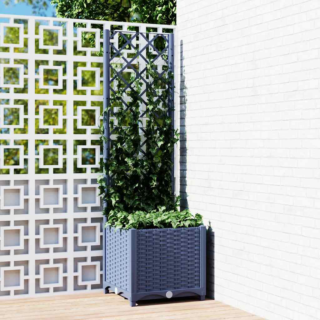 Vidaxl planter med lameller arbejde 40x40x136 cm polypropen blå grå