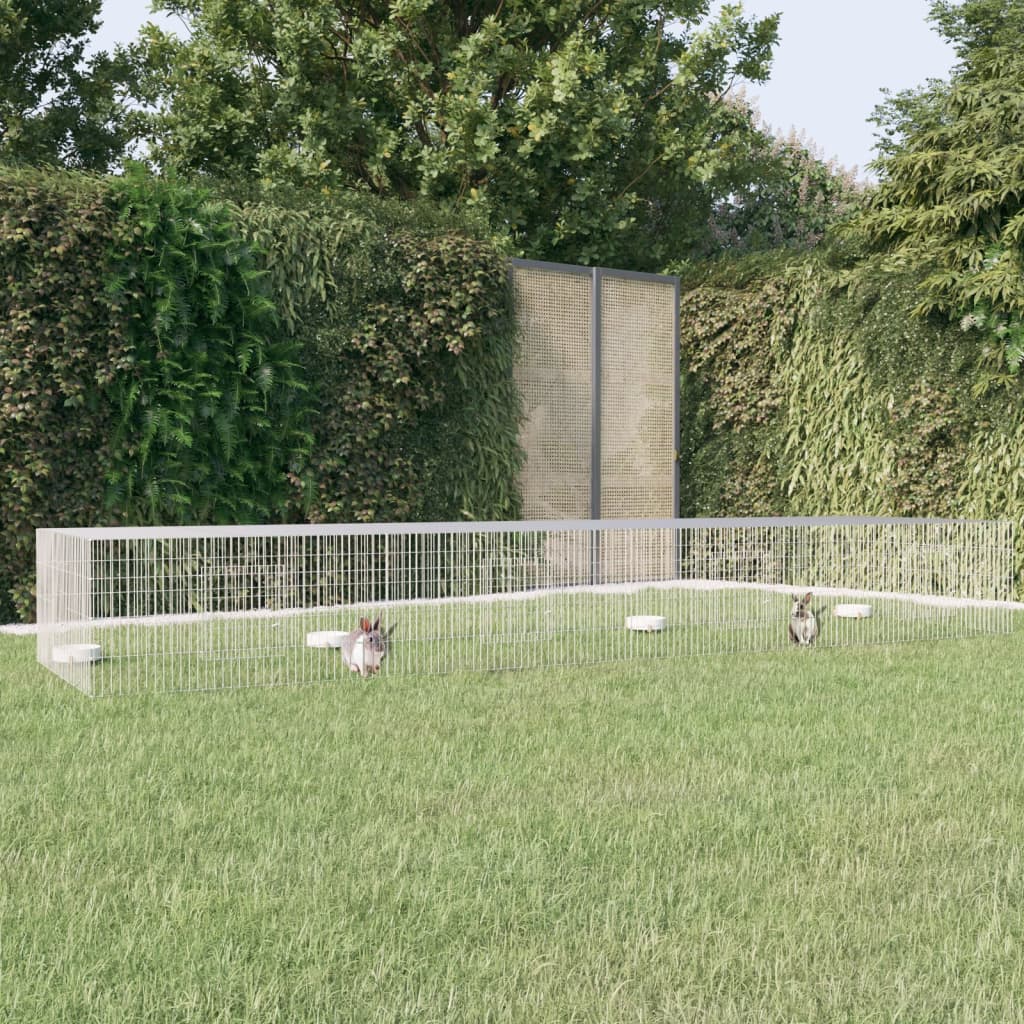 Cage di coniglio Vidaxl con 4 pannelli 433x109x54 cm galvanizzato