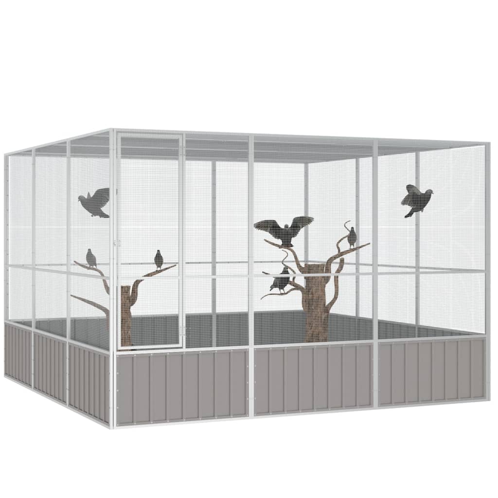 Vidaxl Bird Cage 302.5x324.5x211.5 cm de acero galvanizado gris