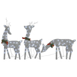Bidaxl juldekorationer REINDEER FAMILY 270x7x90 cm GaAs vit silverfärg