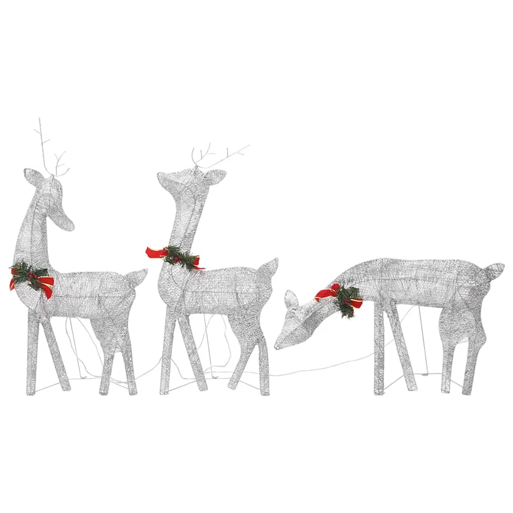 Bidaxl juldekorationer REINDEER FAMILY 270x7x90 cm GaAs vit silverfärg