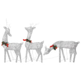 Bidaxl juldekorationer REINDEER FAMILY 270x7x90 cm GaAs vit silverfärg