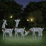 Bidaxl juldekorationer REINDEER FAMILY 270x7x90 cm GaAs vit silverfärg