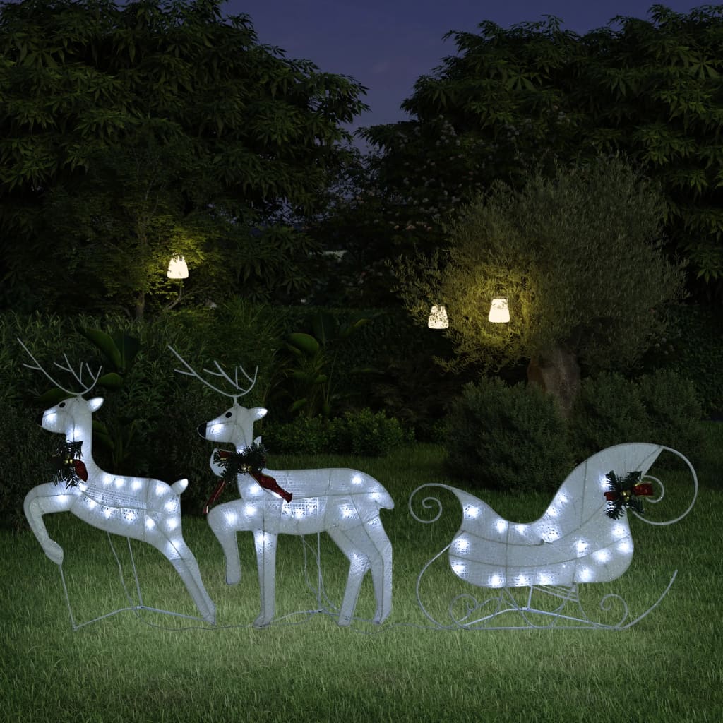 Vidaxl Christmas decoration reindeer and sled 60 LEDs white