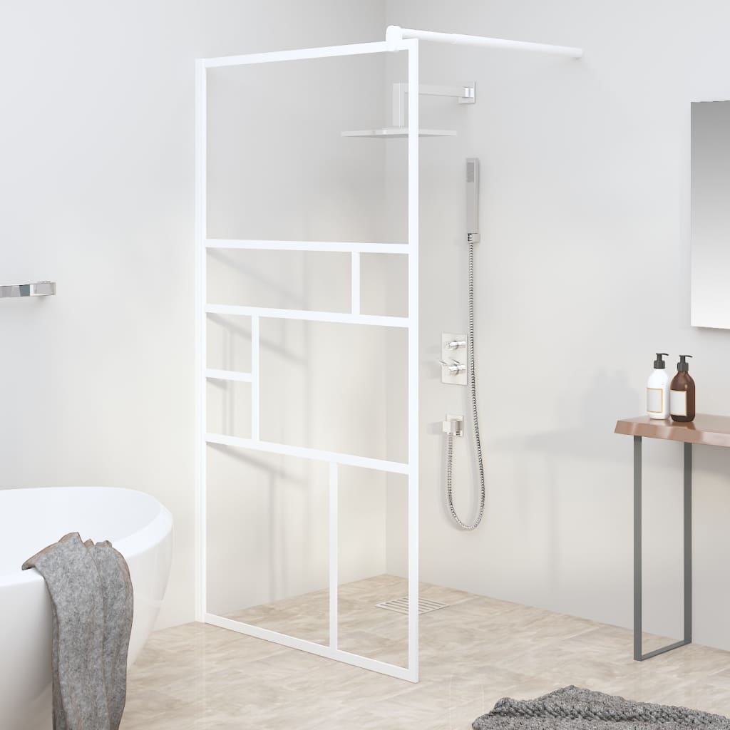 Vidaxl Walk-in shower wall 100x195 cm ESG-Glas White