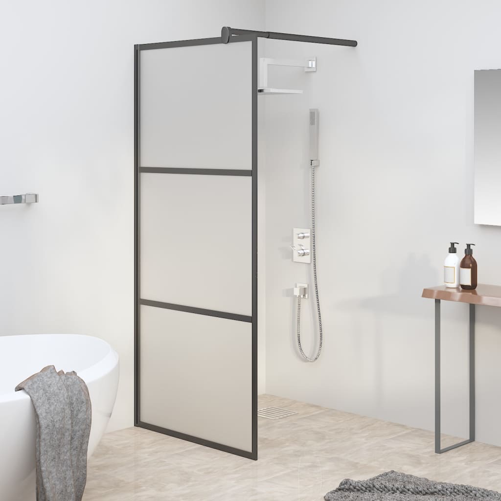 Vidaxl walk-in brusevæg 80x195 cm Mat esg glas sort