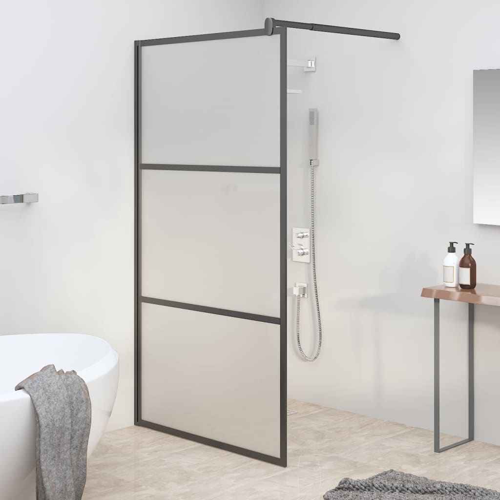 Vidaxl Walk-in shower wall 115x195 cm Mat ESG glass black