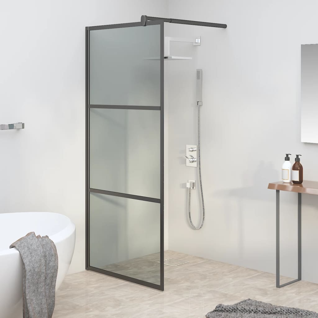 Vidaxl Walk-in shower wall 80x195 cm Dark ESG glass black