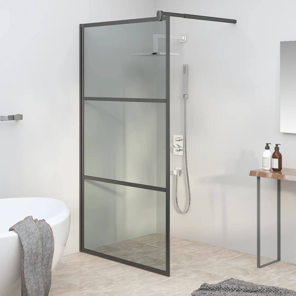 Vidaxl Walk-in shower wall 100x195 cm Dark ESG glass black