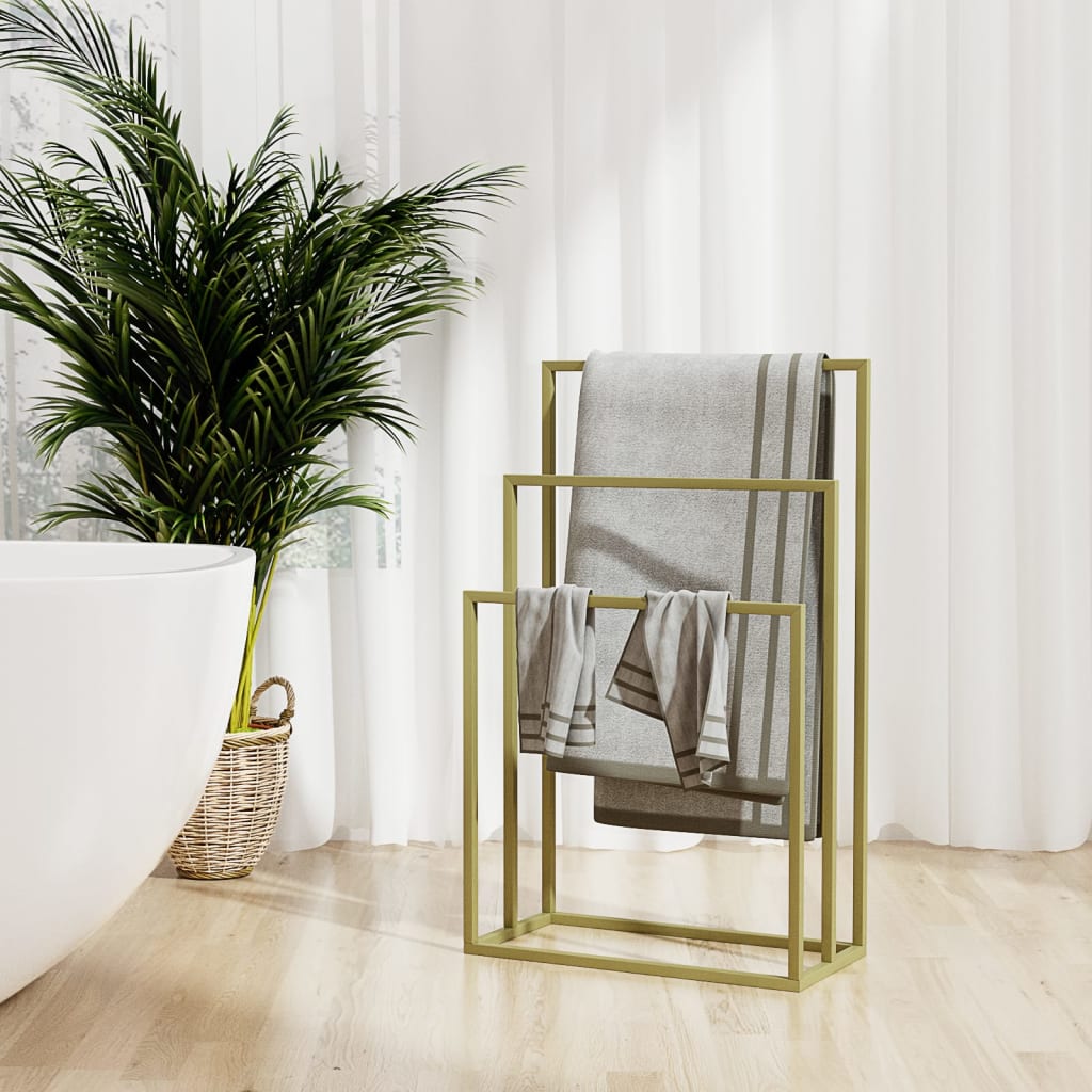 Vidaxl handdoekenrek vrijstaand 48x24x79 cm ijzer goudkleurig
