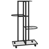Vidaxl Flower Stand With Wheels 4-vrstva 44x23x80 cm Iron Black