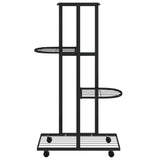 Vidaxl Flower Stand With Wheels 4-vrstva 44x23x80 cm Iron Black