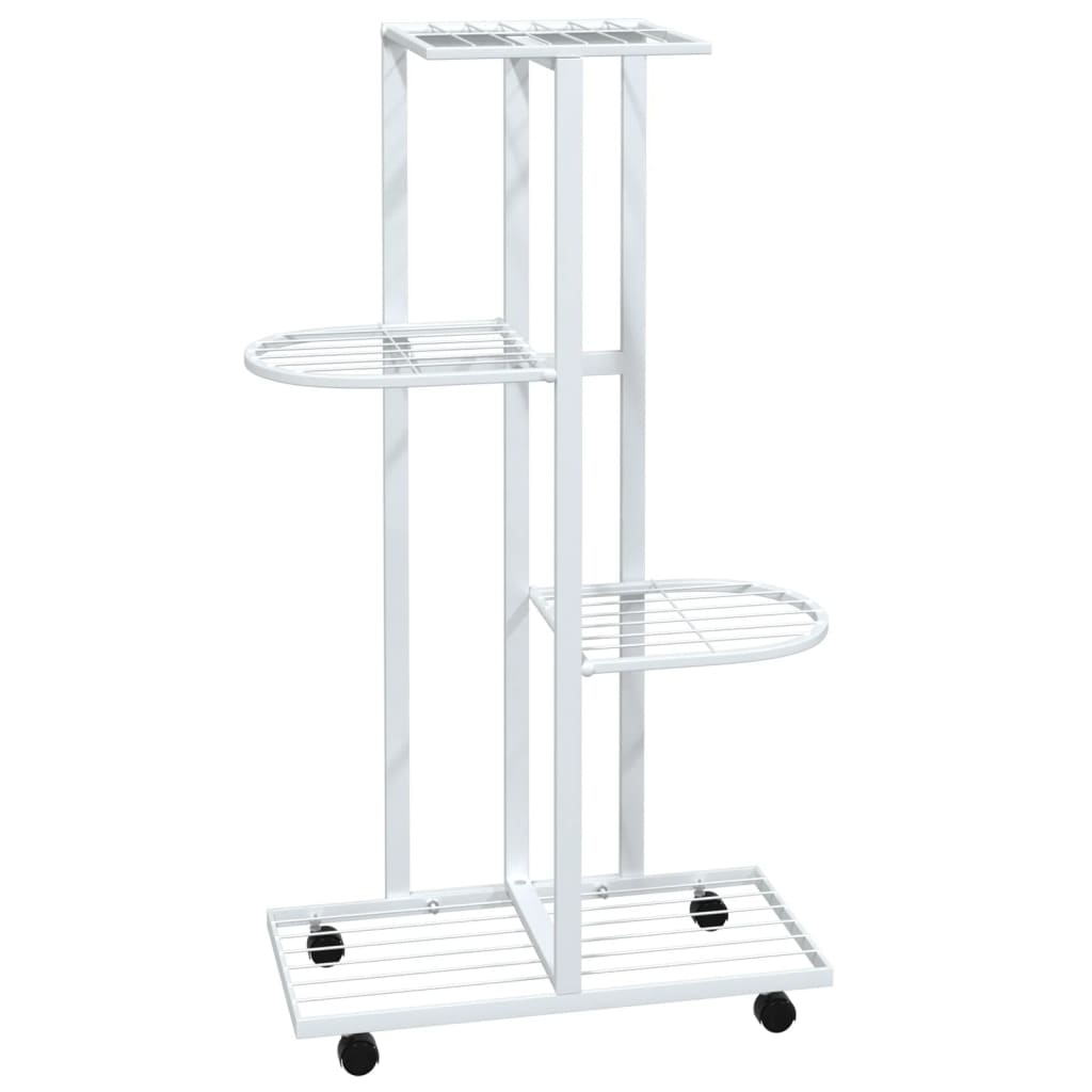 Vidaxl Flower Standard With Wheels 4-Layer 44x23x80 Cm Iron White