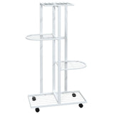 Vidaxl Flower Standard With Wheels 4-Layer 44x23x80 Cm Iron White