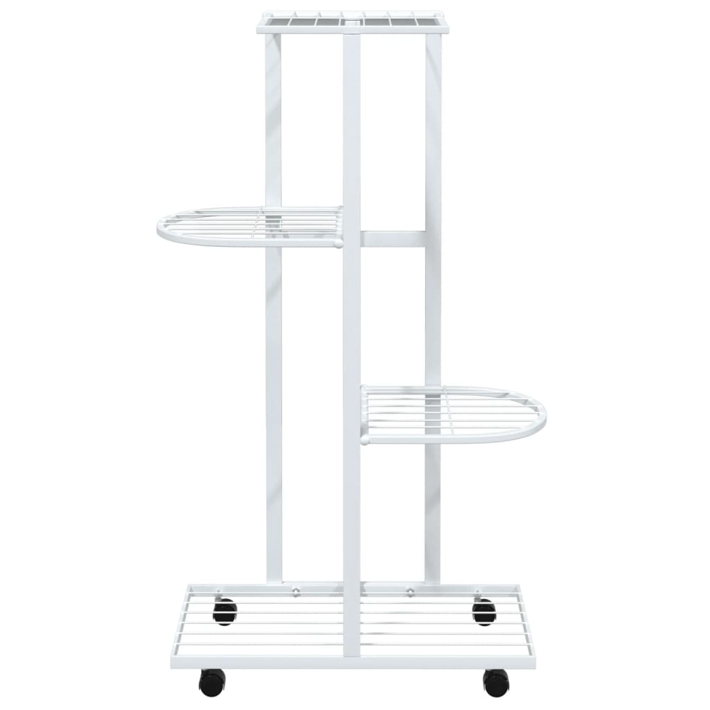 Vidaxl Flower Standard With Wheels 4-Layer 44x23x80 Cm Iron White