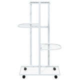 Vidaxl Flower Standard With Wheels 4-Layer 44x23x80 Cm Iron White