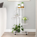 Vidaxl Flower Standard With Wheels 4-Layer 44x23x80 Cm Iron White