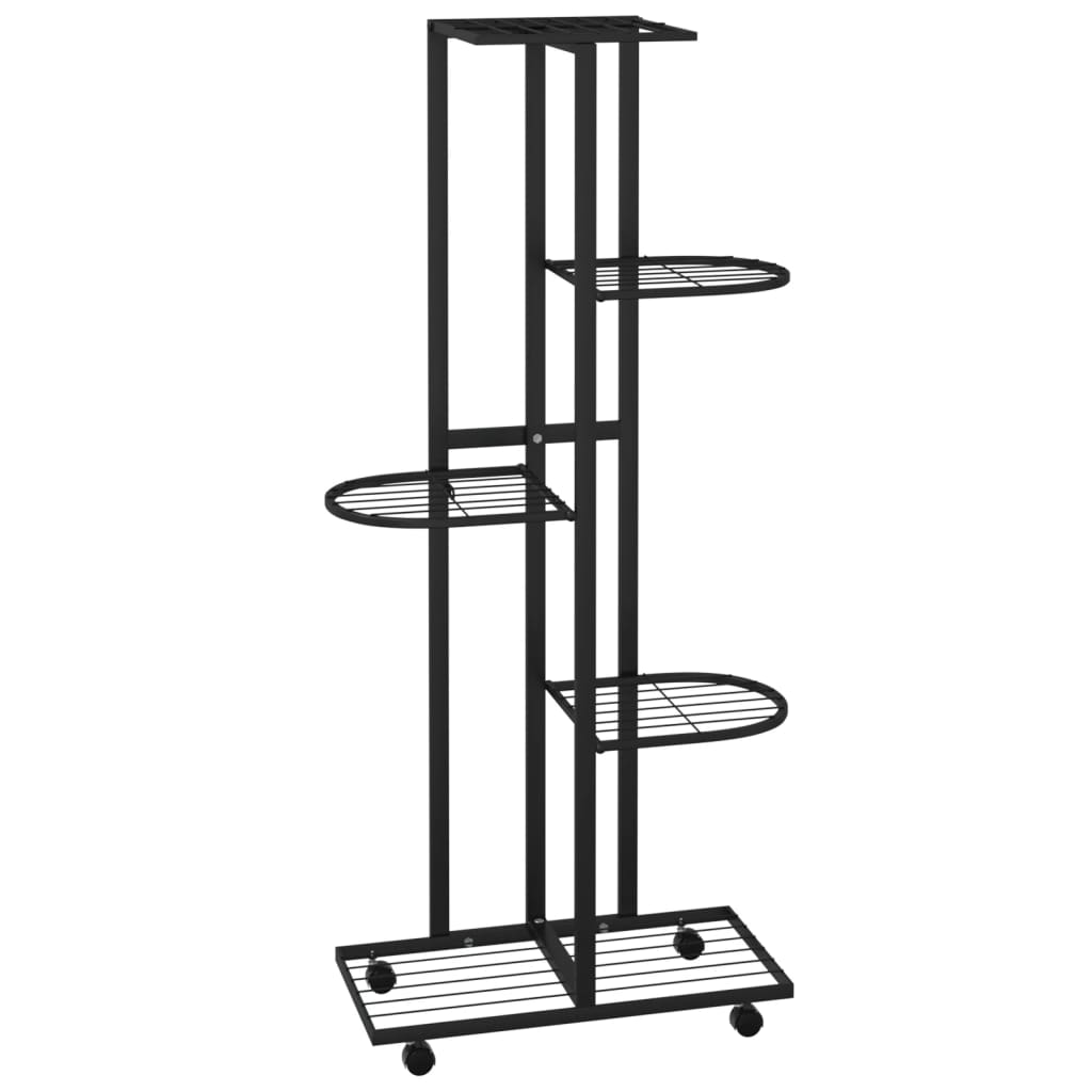 VidaXL flower stand with wheels 5-layer 44x23x100 cm iron black