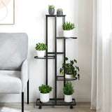 Vidaxl Flower Stand med hjul 5-lag 44x23x100 cm Iron Black