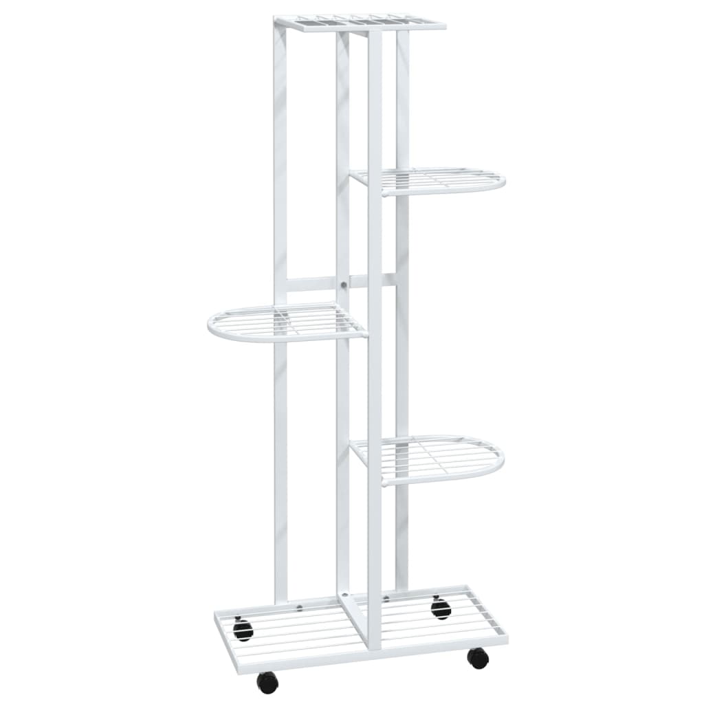 Vidaxl Flower Standard With Wheels 5-Layer 44x23x100 Cm Iron White