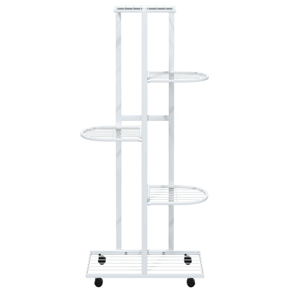 Vidaxl Flower Standard With Wheels 5-Layer 44x23x100 Cm Iron White