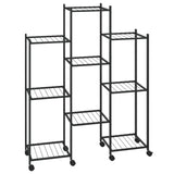 Vidaxl cvetni standard s kolesi 83x25x103,5 cm železno črno