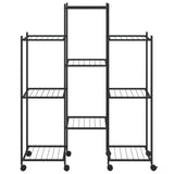 Vidaxl cvetni standard s kolesi 83x25x103,5 cm železno črno