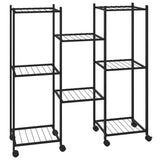 Vidaxl cvetni standard s kolesi 83x25x83,5 cm železno črno