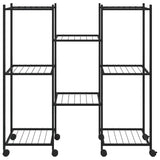 Vidaxl cvetni standard s kolesi 83x25x83,5 cm železno črno