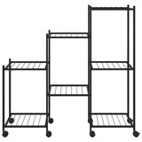 Vidaxl cvetni standard s kolesi 83x25x83,5 cm železno črno