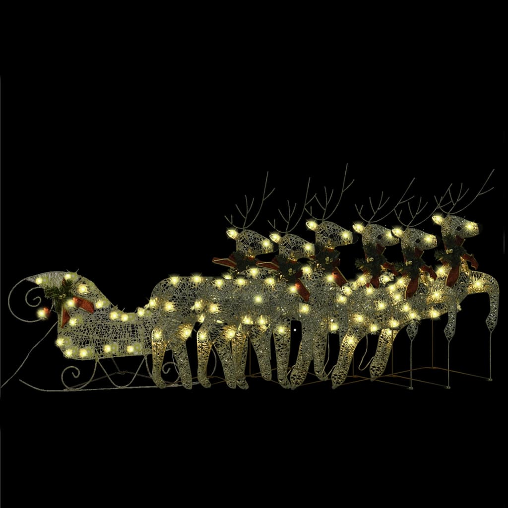 Vidaxl Buitenkerstontiering Rentier und Slee 140 LEDs Gold -Colored