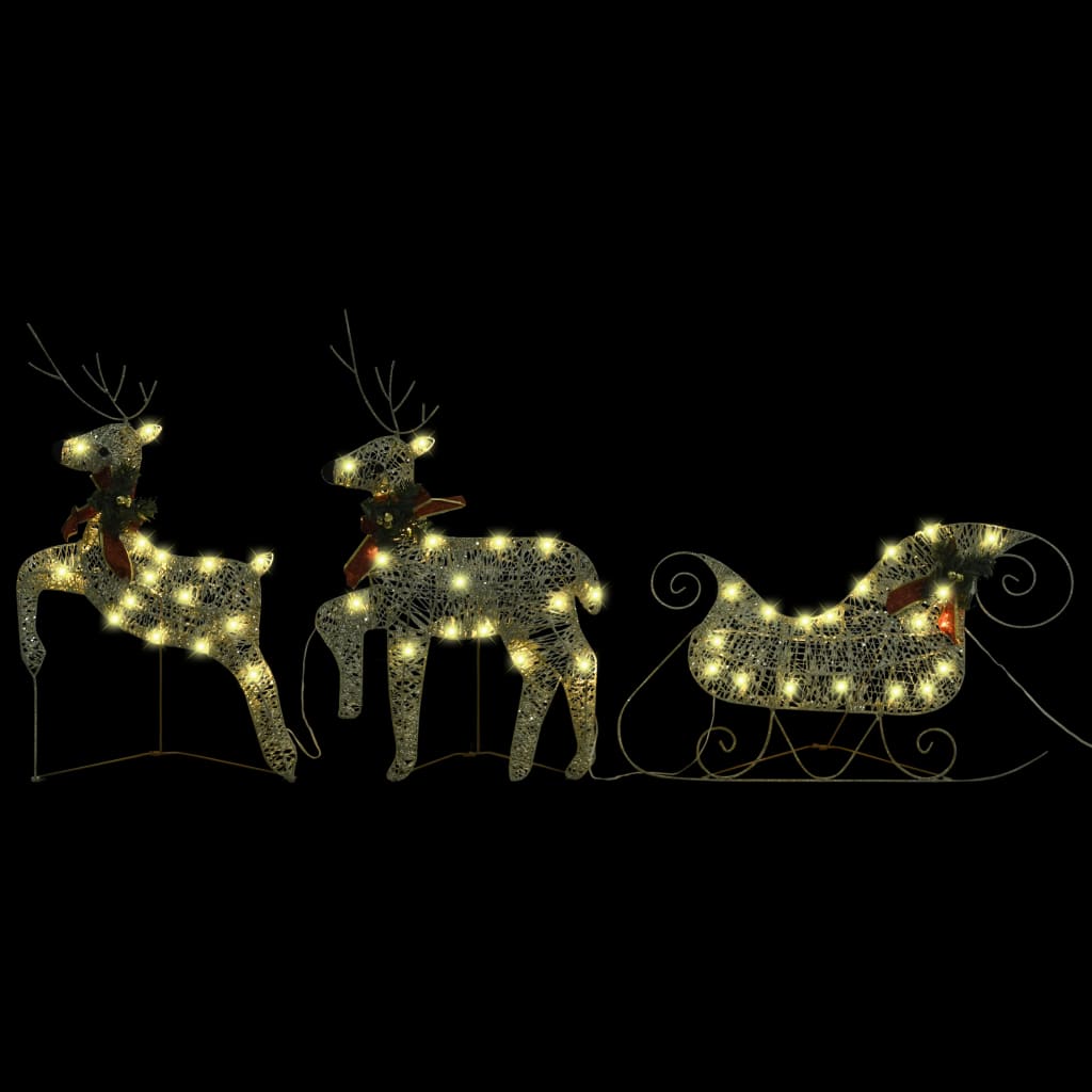 Vidaxl Buitenkerstontiering Rentier und Slee 140 LEDs Gold -Colored