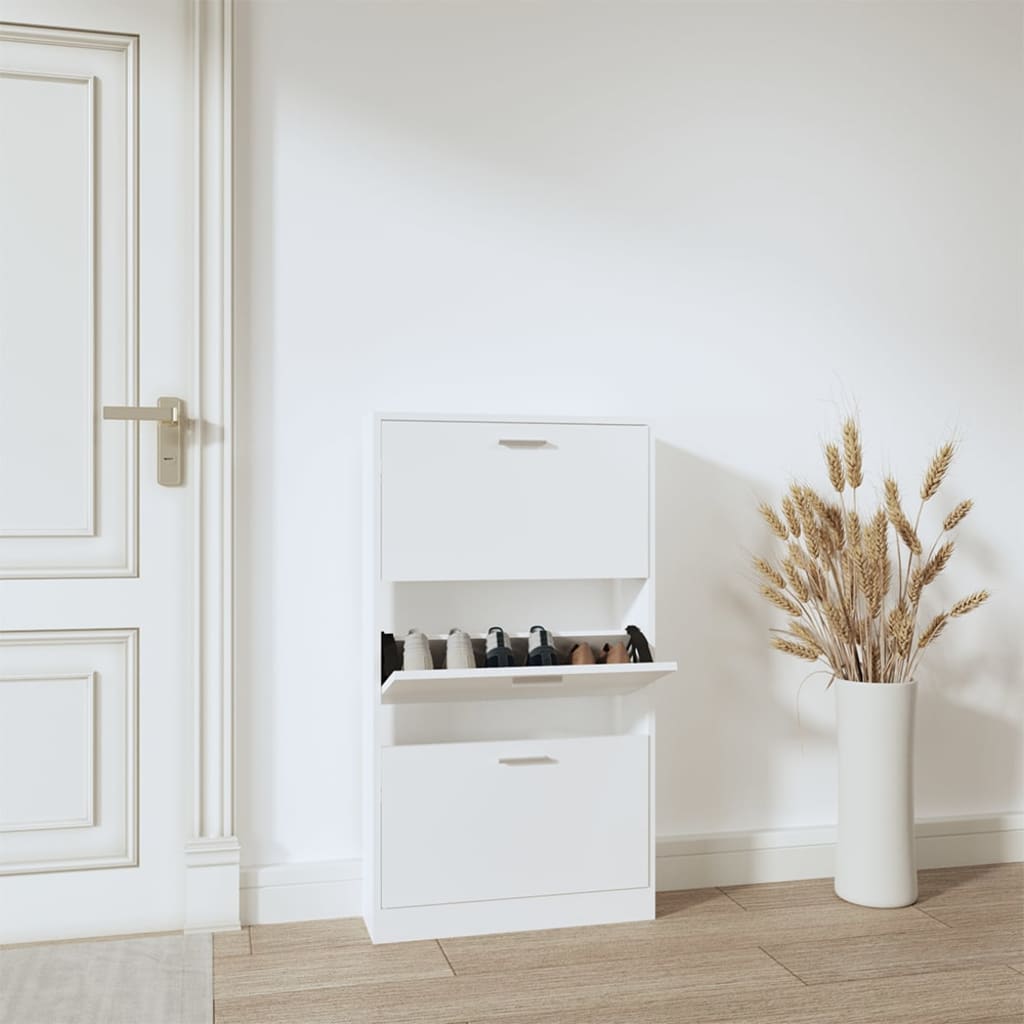 Vidaxl Shoe Cabinet 59x17x108 cm forarbejdet træhvide
