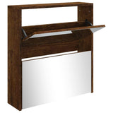 VidaXL shoe cabinet with mirror 2-layer 63x17x67 cm smoked oak